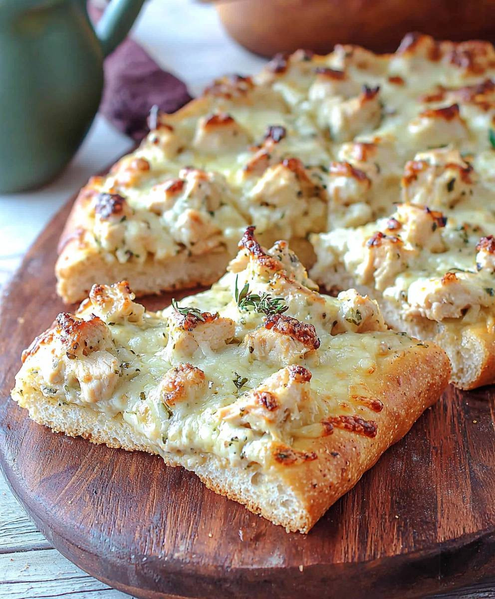 Chicken Alfredo Garlic Pizza