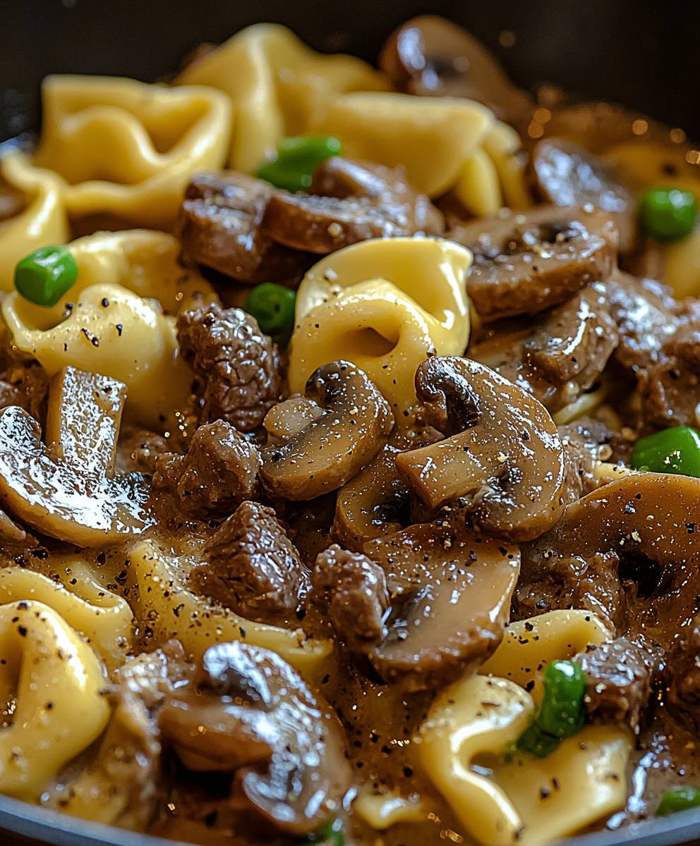 Beef Mushroom Tortellini Skillet
