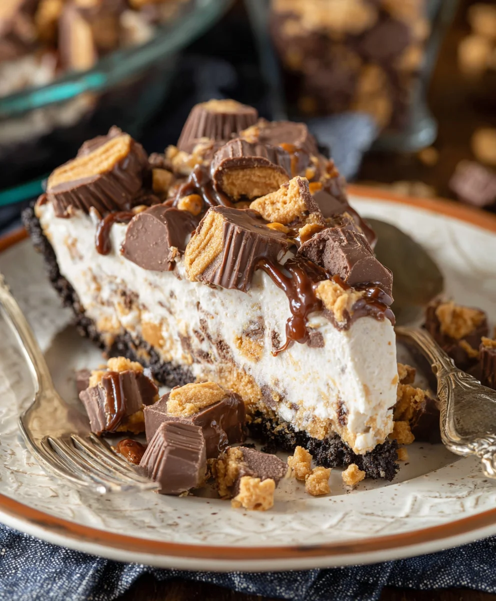 Rich & Creamy No Bake Peanut Butter Cup Pie Dessert