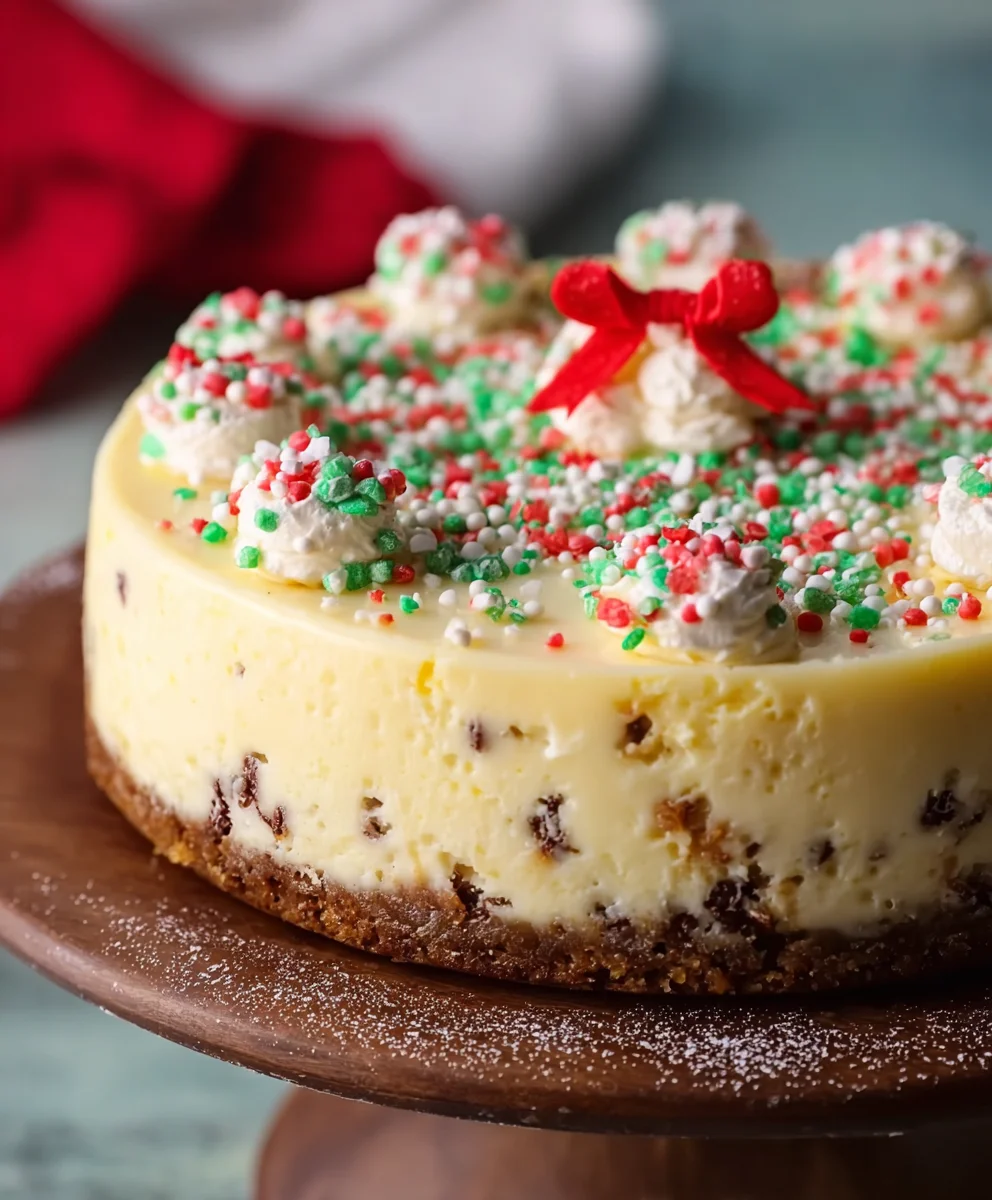 Festive Christmas Sugar Cookie Cheesecake Recipe