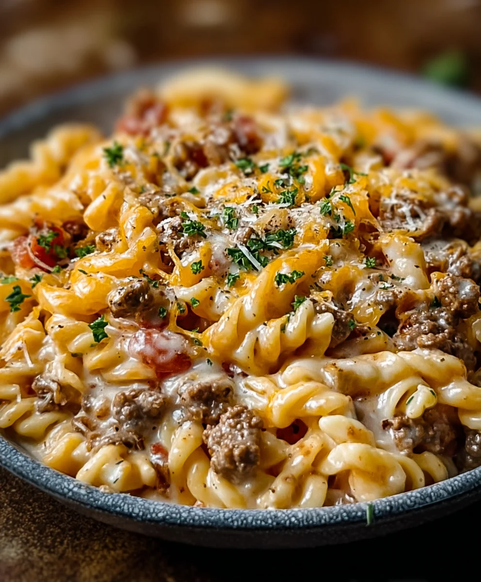 Loaded Beef Cheeseburger Alfredo Pasta: Ultimate Creamy