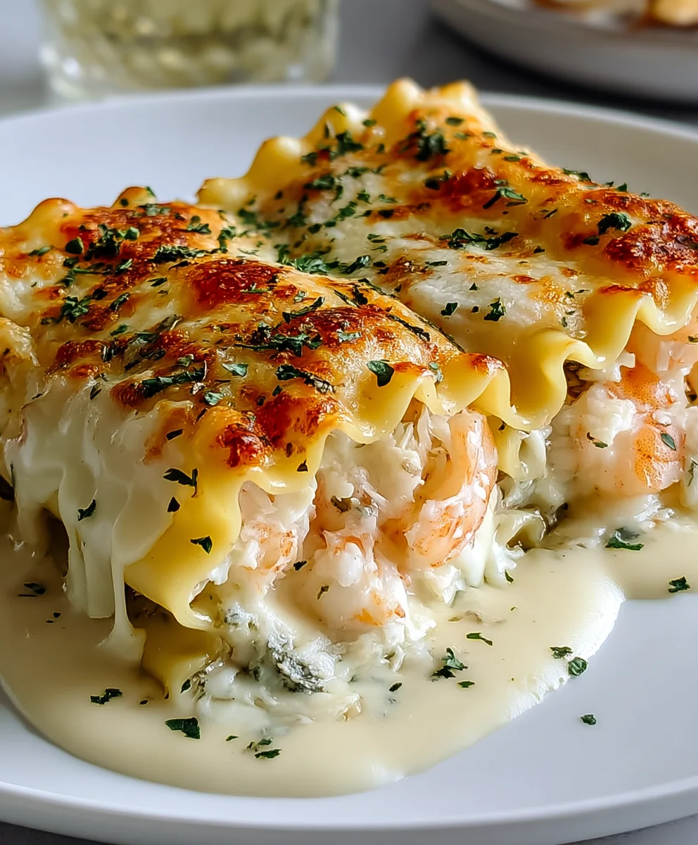 Creamy Shrimp Crab Alfredo Lasagna Roll Ups Recipe
